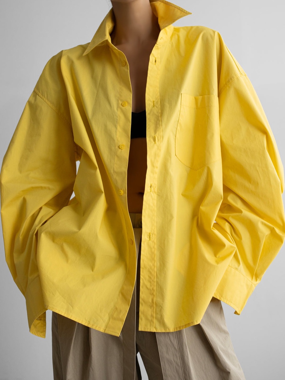 The Frankie Shop Cascais Yellow Oversized Cotton Shirt M/L